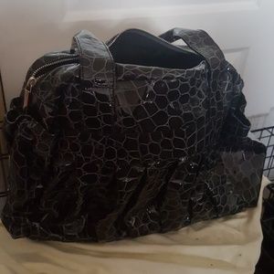 Handbag gray patent leather croc style bag